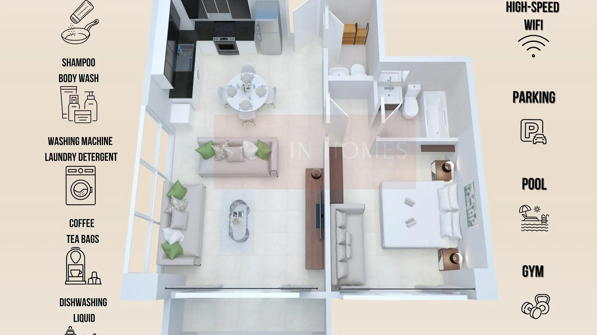 Appartement Central Business Bay By Stayinhomes - 10 Mins Burj Khalifa - 1Bed - Parking - Pool - Gym Dubai